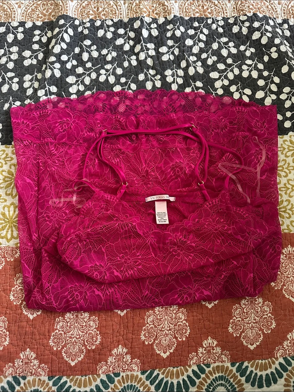 Victoria's Secret Hot Pink Lace Camisole